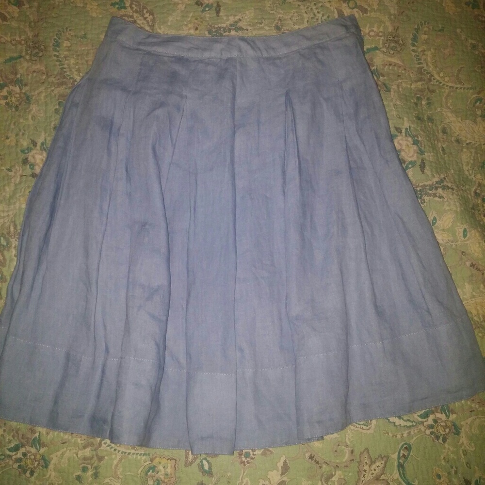 Talbots blue linen skirt size 10